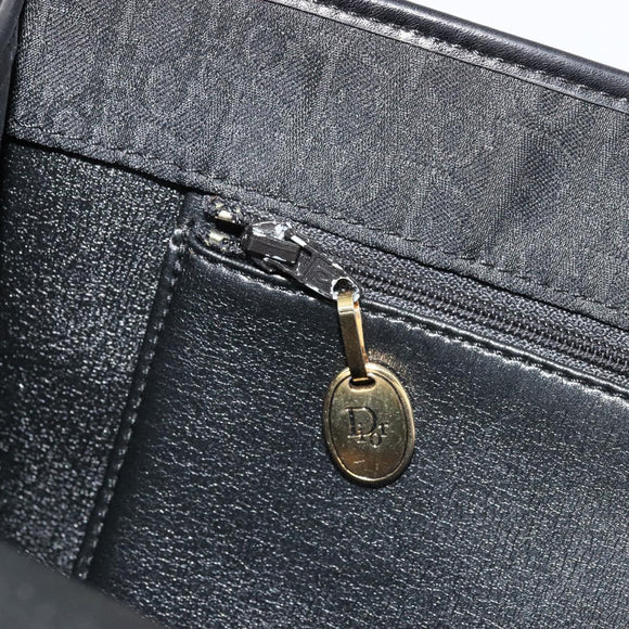 Christian Dior Trotter Canvas Chain Shoulder Bag Black Gold Auth 177828A