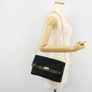 Christian Dior Trotter Canvas Chain Shoulder Bag Black Gold Auth 177828A-22