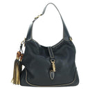 GUCCI Jackie Bamboo Shoulder Bag Leather Black Gold 281178 Auth 177840SAM-1