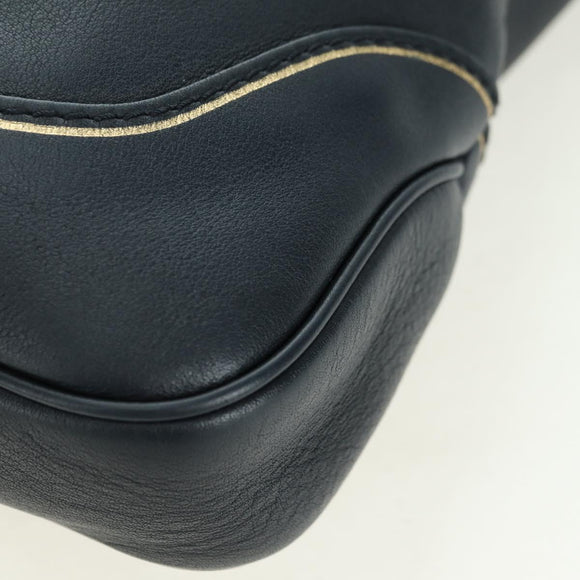 GUCCI Jackie Bamboo Shoulder Bag Leather Black Gold 281178 Auth 177840SAM