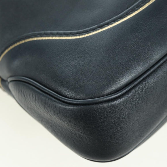 GUCCI Jackie Bamboo Shoulder Bag Leather Black Gold 281178 Auth 177840SAM