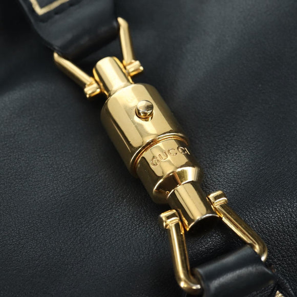 GUCCI Jackie Bamboo Shoulder Bag Leather Black Gold 281178 Auth 177840SAM