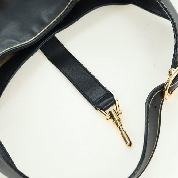 GUCCI Jackie Bamboo Shoulder Bag Leather Black Gold 281178 Auth 177840SAM