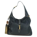 GUCCI Jackie Bamboo Shoulder Bag Leather Black Gold 281178 Auth 177840SAM-2