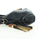GUCCI Jackie Bamboo Shoulder Bag Leather Black Gold 281178 Auth 177840SAM-4