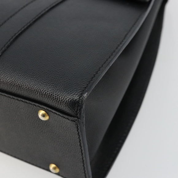 CELINE Hand Bag Leather Black Gold Auth 177844