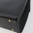 CELINE Hand Bag Leather Black Gold Auth 177844-15