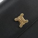 CELINE Hand Bag Leather Black Gold Auth 177844-17
