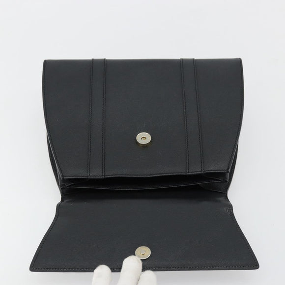 CELINE Hand Bag Leather Black Gold Auth 177844