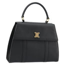 CELINE Hand Bag Leather Black Gold Auth 177844-1