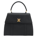 CELINE Hand Bag Leather Black Gold Auth 177844-13
