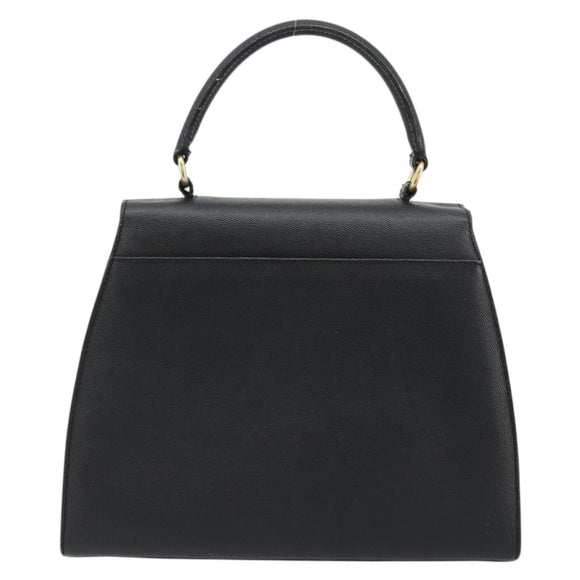 CELINE Hand Bag Leather Black Gold Auth 177844