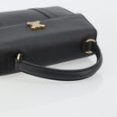 CELINE Hand Bag Leather Black Gold Auth 177844-7