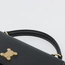CELINE Hand Bag Leather Black Gold Auth 177844-8
