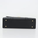 CELINE Hand Bag Leather Black Gold Auth 177844-5