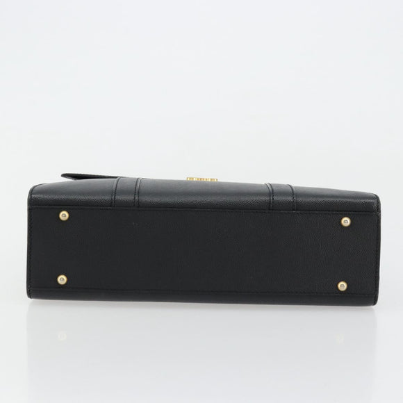 CELINE Hand Bag Leather Black Gold Auth 177844