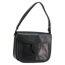 SAINT LAURENT Shoulder Bag Leather Black Gold Auth 177846-1