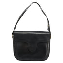 SAINT LAURENT Shoulder Bag Leather Black Gold Auth 177846-13