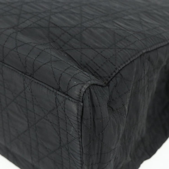 Christian Dior Canage Lady Dior Hand Bag Nylon Black Silver Auth 177847