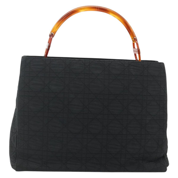 Christian Dior Canage Lady Dior Hand Bag Nylon Black Silver Auth 177847