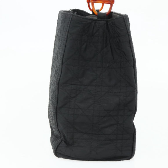 Christian Dior Canage Lady Dior Hand Bag Nylon Black Silver Auth 177847