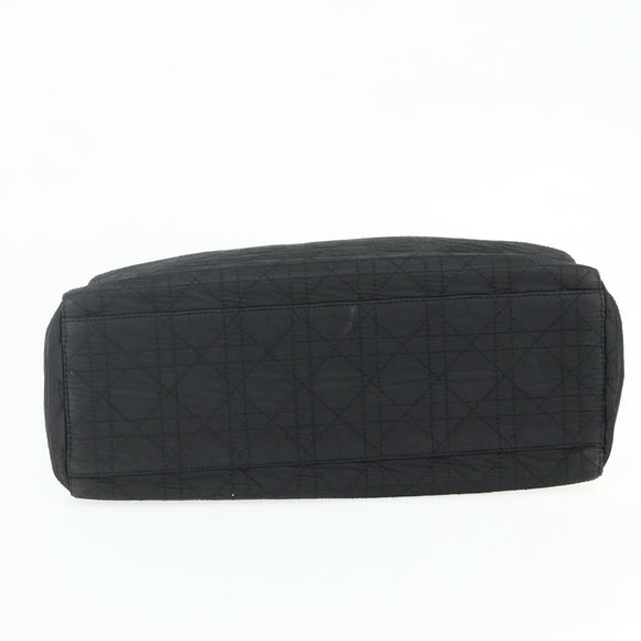 Christian Dior Canage Lady Dior Hand Bag Nylon Black Silver Auth 177847