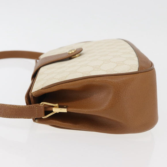 GUCCI GG Supreme Shoulder Bag PVC White Gold 116 02 076 Auth 177848