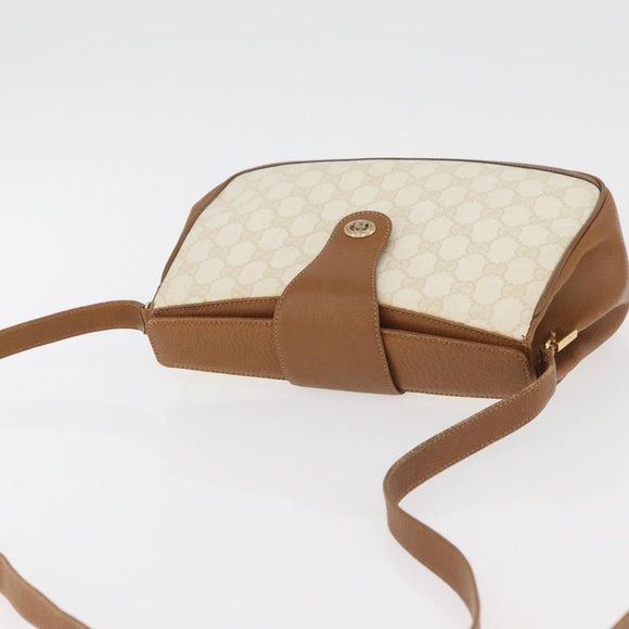 GUCCI GG Supreme Shoulder Bag PVC White Gold 116 02 076 Auth 177848