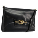 GUCCI Shoulder Bag Leather Black Gold Auth 177849-1