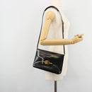 GUCCI Shoulder Bag Leather Black Gold Auth 177849-21