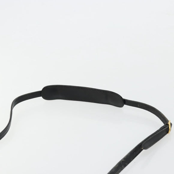 GUCCI Shoulder Bag Leather Black Gold Auth 177849