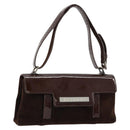 BVLGARI Shoulder Bag Corduroy Brown Silver Auth 177850A-1