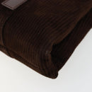 BVLGARI Shoulder Bag Corduroy Brown Silver Auth 177850A-10