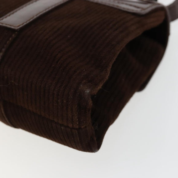 BVLGARI Shoulder Bag Corduroy Brown Silver Auth 177850A