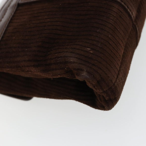 BVLGARI Shoulder Bag Corduroy Brown Silver Auth 177850A