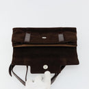 BVLGARI Shoulder Bag Corduroy Brown Silver Auth 177850A-15