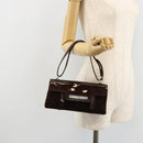 BVLGARI Shoulder Bag Corduroy Brown Silver Auth 177850A-23