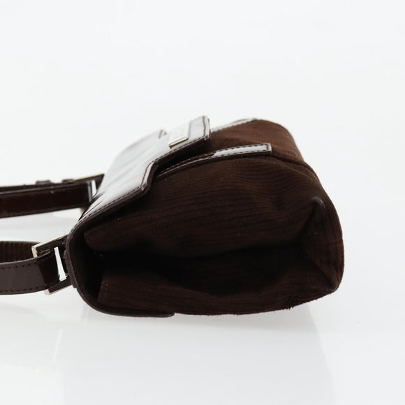 BVLGARI Shoulder Bag Corduroy Brown Silver Auth 177850A