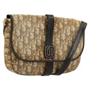 Christian Dior Trotter Canvas Shoulder Bag Brown Gold Auth 177851-1