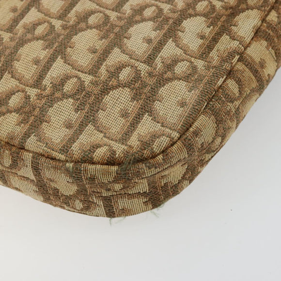 Christian Dior Trotter Canvas Shoulder Bag Brown Gold Auth 177851