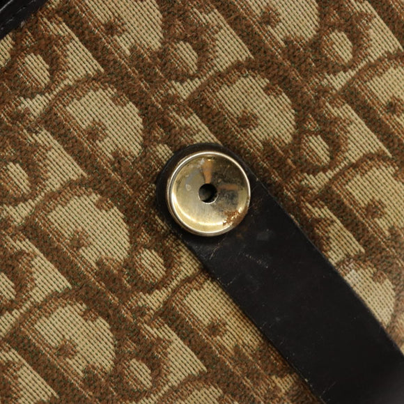 Christian Dior Trotter Canvas Shoulder Bag Brown Gold Auth 177851