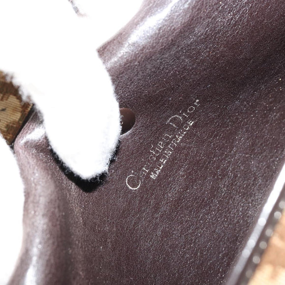 Christian Dior Trotter Canvas Shoulder Bag Brown Gold Auth 177851
