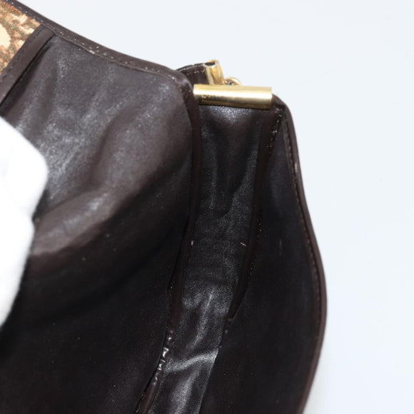 Christian Dior Trotter Canvas Shoulder Bag Brown Gold Auth 177851