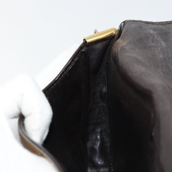 Christian Dior Trotter Canvas Shoulder Bag Brown Gold Auth 177851