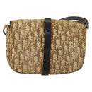 Christian Dior Trotter Canvas Shoulder Bag Brown Gold Auth 177851-2