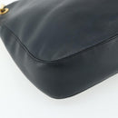 PRADA Chain Shoulder Bag Leather Navy Gold Auth 177855A-14