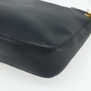 PRADA Chain Shoulder Bag Leather Navy Gold Auth 177855A-15
