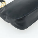 PRADA Chain Shoulder Bag Leather Navy Gold Auth 177855A-16