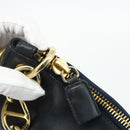 PRADA Chain Shoulder Bag Leather Navy Gold Auth 177855A-10