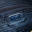 PRADA Chain Shoulder Bag Leather Navy Gold Auth 177855A-17